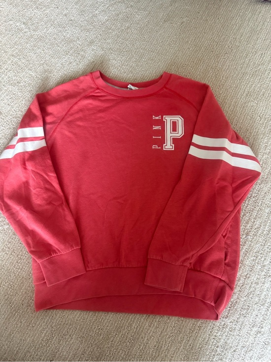 Victoria's Secret Tops - Victoria's Secret PINK Coral-Red Crewneck Sweatshirt